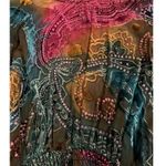 Cache Luxe Top Womens Size S Boho Cape Sleeve Multicolor Sheer LIned Sequin Green Photo 3