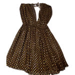ZARA  Black Gold Polka Dot Pleated Halter Neck Mini Dress XS Photo 0
