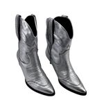 SETA Metallic Silver Leather Western Cowgirl Ankle Boots Heeled EU 37 US 6.5 Size 7 Photo 5