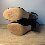 Vince Camuto Shoes Peep Toe Suede Buckle Booties Black Cone Heel Womens 8 Wide Photo 7