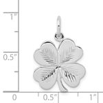 Sterling Silver Rhodium-plated Polished/Textured 4 Leaf Clover Pendant Photo 3