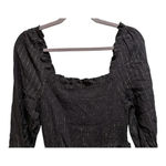 NWT Oat New York Long Sleeve Black & Gold Square Neck Smocked Dress | Size S Black Photo 2