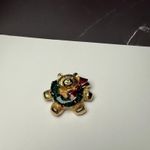 Teddy Bear With Christmas Holly Berry Wreath Enamel Brooch Pin Gold Tone Photo 12