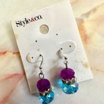 Style & Co pink and blue beaded drop earrings Photo 0