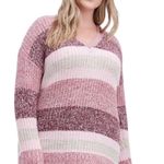 Torrid  Pullover Slouchy V-Neck Tunic Sweater Chunky pink ombre Stripe M/10/00 Photo 2