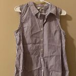 Milly  Purple Striped Sleeveless Button Down Collared Blouse Photo 0