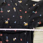 Self Esteem Retro Black Mushroom & Floral Casual Button Down Shirt, Size M Boho. Photo 2