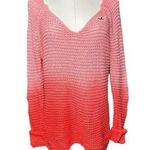 Hollister  Womens Medium Pink Coral Ombre Knit Deep V-Neck Beach Sweater Cover Up Photo 0