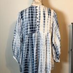 Suzanne Betro EMBROIDERED 3/4 SLEEVE BLUE/WHITE TIE DYE OVERSIZED TOP SZ S Photo 5
