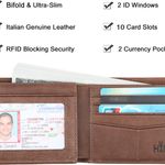 Wallet for Men-Genuine Leather RFID Blocking Bifold Stylish Wallet With 2 ID Window Photo 5