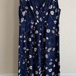 st. john's bay Navy Blue Floral Sleeveless Dress Stretchy Soft Knit Pullover Comfy Everyday Fit Photo 0