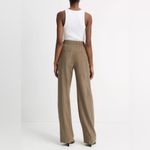 Vince Linen-Blend High-Rise Pull-On Wide Leg Pant in Moss Smoke Size L Photo 3