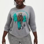 Torrid Sweatshirt Womens 0X Large Smokey The Bear Crew Neck Heather Grey Photo 0