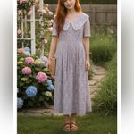 Karin Stevens NWT  90s Floral Maxi Dress 14 Gunne Sax Style Dusty Rose&Periwinkle Photo 1