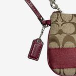 Coach Signature Canvas Wristlet Burgundy Patent Trim Small Pouch Bag Photo 2