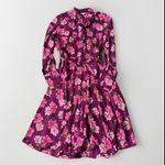 Nanette Lepore  Women's Size 2  Burgundy Floral Pintuck Button Down Shirt Dress‎ Photo 4