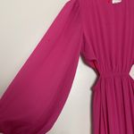 Aura  Tiered Maxi Dress Cut Out Long Sleeve Chiffon Hot Pink Size S Photo 11