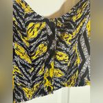 Topshop Size 6 Yellow Black White Halter Crop Top Button Down Photo 2
