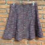 Loft Skirt Size Small Burgundy Shimmer Textured Tweed A-Line Flared High Rise Photo 1