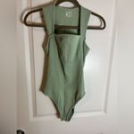 OQQ Women's 1 Piece Bodysuit Sexy Ribbed Strappy Square Neck Sleeveless Sz Large Green Photo 5