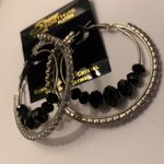 Silver Tone Hoop Earrings Pierced NWT Genuine Austrian Crystal Titanium Plating Photo 5