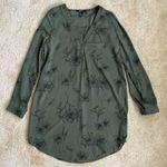 Forever 21  Dark Green Floral Long Sleeve Blouse Mini Dress in Women’s Medium Photo 0