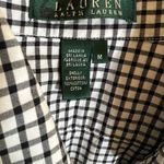 Ralph Lauren Lauren  Women's Black Gingham Puff 3/4 Sleeve Button Up Shirt Sz m Photo 5