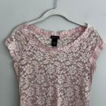 Y2K BABY PINK‎ MODA INTERNATIONAL SHEER LACE FLORAL TOP Pink Size M Photo 2