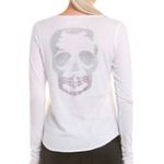 Zadig & Voltaire Women’s Tunisien Skull Strass Beaded Henley White Cotton Top Photo 0