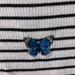 Polly & Esther  Black and White Striped Crop Top Small Photo 2