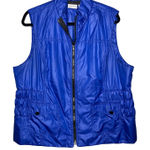  Zenergy Blue Vest Jacket Chicos Size 3 / US XL 16 Ruched Waist Full Zip Photo 0