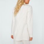 Nasty Gal NWT Beige Metallic Pinstripe Oversized Blazer Size 4 Photo 5
