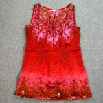 CAbi True Love Tank Top #672 Women's X-Small Sleeveless Floral 100% Silk Pleated Photo 0