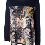 Yumi Knitwear Navy Tree Printed Jumper S Blue Photo 0