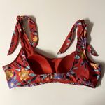 Modcloth Red Floral Tie Strap Swim Suit Top EUC Size XL Photo 1