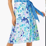 Lilly Pulitzer NWT Shaylee Wrap Midi Dress Blue & White Shell Beach- Sz 16 ๐งก๐ Photo 0