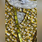 Nine West  Women’s Slit Neck Long Sleeve Top yellow black white floral S Photo 11