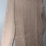 Women's Fall Oversized Sweater Dress Long Sleeve Vneck Chunky Cable Knit Tan Size L Photo 2