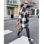 ANINE BING NEW  Maeve Buffalo Check Jacket Oversized Shaket Black Cream Wool XS Photo 9