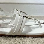 Marbella White T-Strap Sandals with Metallic Detail Photo 2
