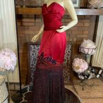 BELSOIE RED & BLACK STRAPLESS MERMAID STYLE SATIN BEADED GOWN (6) Photo 0