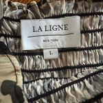 La Ligne 100% Silk Lou Shirred Smocked Midi Dress in Leopard Print Size L Tan Size L Photo 5