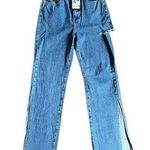 Momokrom Dolls Kill  MID blue Wide Leg Split Hem Jeans Photo 1