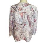 Chico's Chico’s Paisley Multi Print 100% Linen 3/4 Sleeves Jacket Women’s Size 2 (L-12) Photo 4