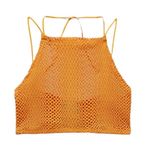 ZARA NWT PERFORATED CROP TOP MESH BEACH BLOGGERS FAV ORANGE LARGE Photo 4