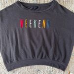 Blank Paige  Gray Cropped "Weekend" Long Sleeve Sweatshirt Size Medium‎ Photo 5