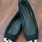 Burberry Black Suede Nova Check Feminine Chic Ballet Flats Size 36.5 Photo 0