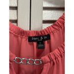 Sami & Jo Sami & Jo Coral Blouse Chiffon Open Long Sleeve Sz 1X Pleated Boho Flowy V Hem Photo 1