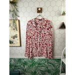Dear John  Red Malia V-Neck Floral Blouse - Size - Medium Photo 1
