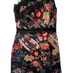 Foxiedox  Boston Proper Red Black Lace Floral One Shoulder Mini Dress size 8 Photo 0